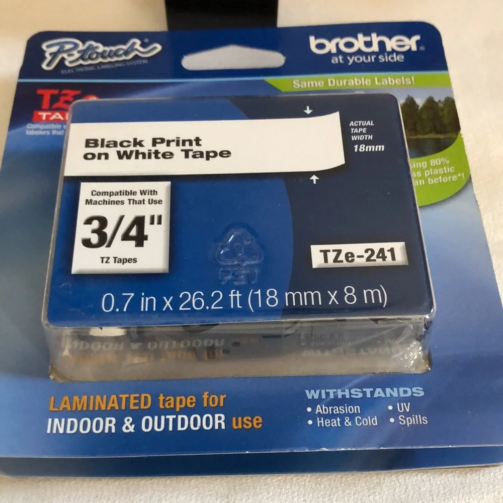 Brother P-Touch TZe-241 Label Tape - Black on White